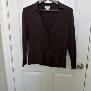 Womens Talbots Size Large Blue V Neck Cardigan